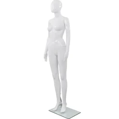 vidaXL Etalagepop vrouwelijk met glazen voet 175 cm glanzend wit