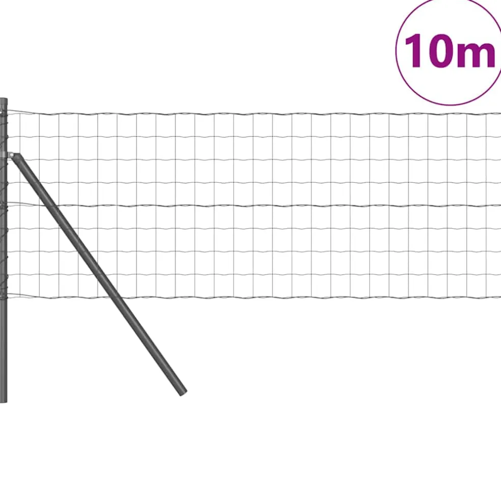 vidaXL Euro-hek met grondbevestiging 10 x 0,8 m PVC-Coated Staal Grijs