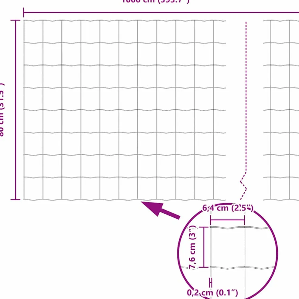 vidaXL Euro-hek met grondbevestiging 10 x 0,8 m PVC-Coated Staal Grijs
