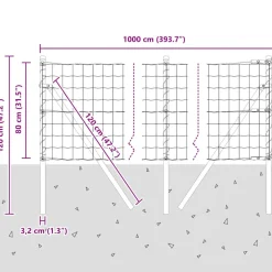 vidaXL Euro-hek met grondbevestiging 10 x 0,8 m PVC-Coated Staal Grijs