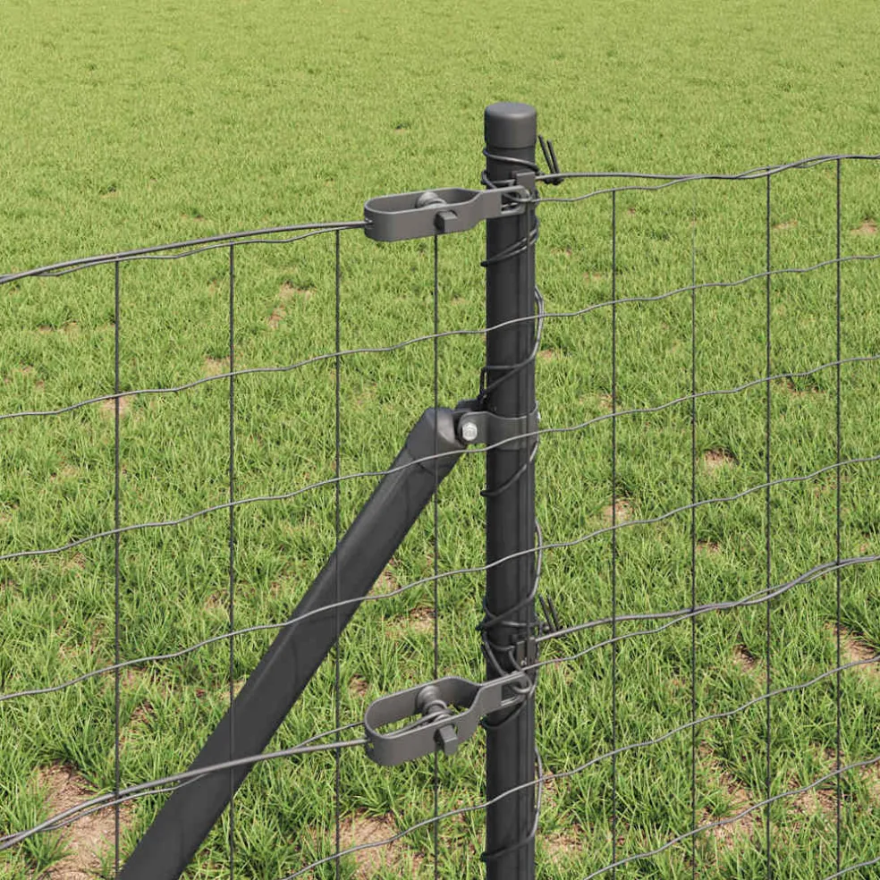 vidaXL Euro-hek met grondbevestiging 10 x 0,8 m PVC-Coated Staal Grijs