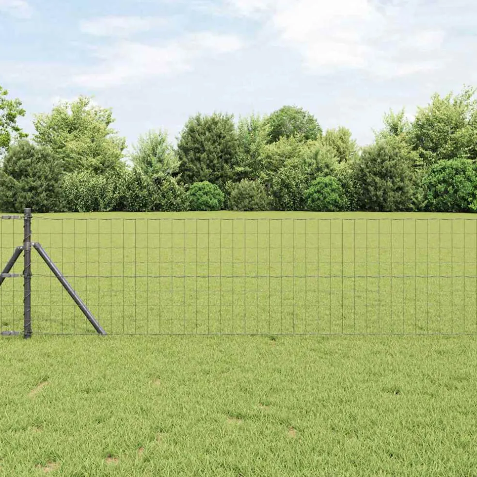 vidaXL Euro-hek met grondbevestiging 10 x 0,8 m PVC-Coated Staal Grijs