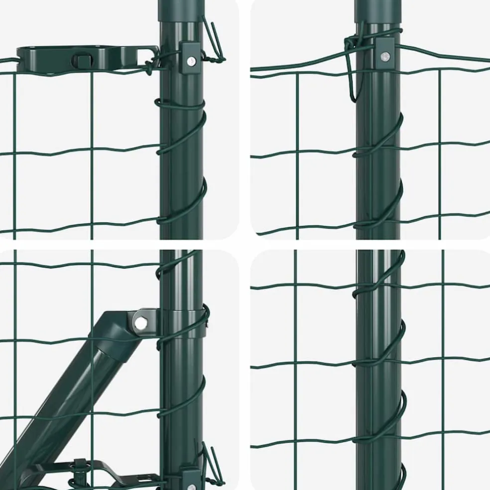 vidaXL Euro-hek met grondbevestiging 10 x 0,6 m PVC-Coated Staal Groen