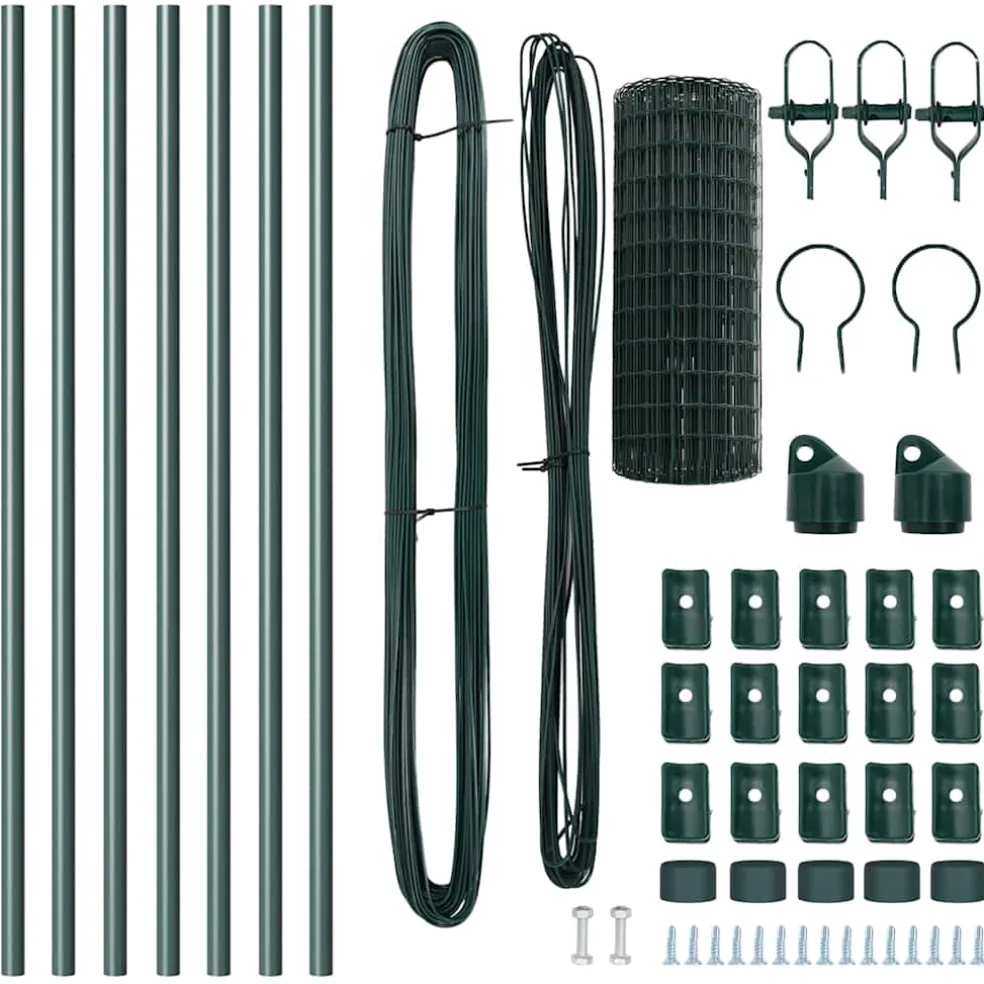vidaXL Euro-hek met grondbevestiging 10 x 0,6 m PVC-Coated Staal Groen