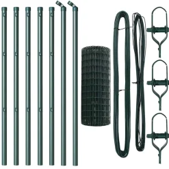 vidaXL Euro-hek met grondbevestiging 10 x 0,6 m PVC-Coated Staal Groen