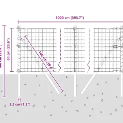 vidaXL Euro-hek met grondbevestiging 10 x 0,6 m PVC-Coated Staal Groen