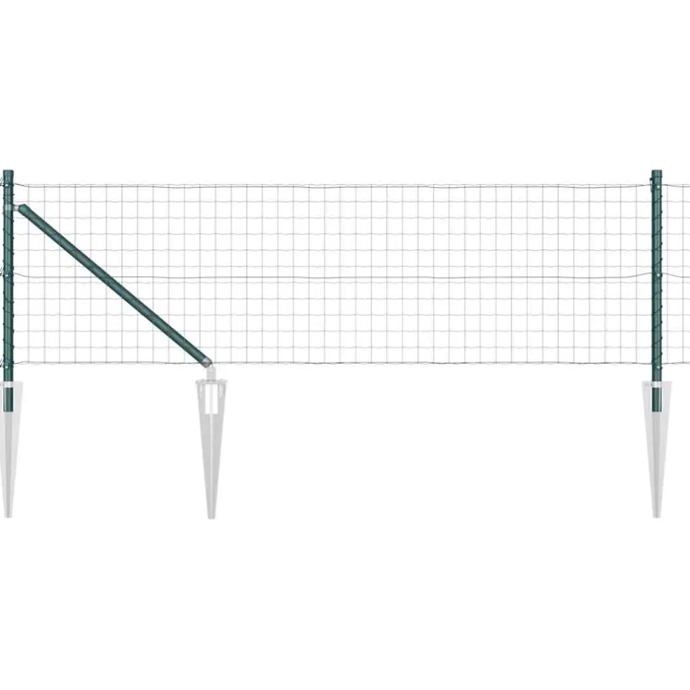 vidaXL Euro-hek met grondpennen 10 x 0,6 m PVC-Coated Staal Groen Mesh