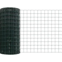 vidaXL Euro-hek met grondpennen 10 x 0,6 m PVC-Coated Staal Groen Mesh