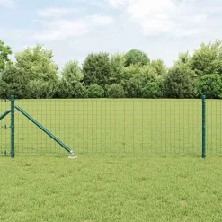 vidaXL Euro-hek met grondpennen 10 x 0,6 m PVC-Coated Staal Groen Mesh