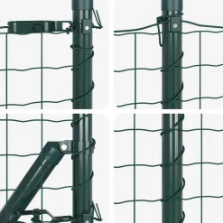 vidaXL Euro-hek met grondpennen 10 x 0,6 m PVC-Coated Staal Groen Mesh