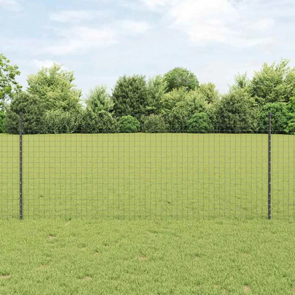 vidaXL Euro-hek met palen 10 x 1 m PVC-Coated Staal Grijs Mesh