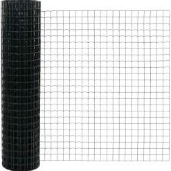 vidaXL Euro-hek met palen 10 x 1 m PVC-Coated Staal Grijs Mesh