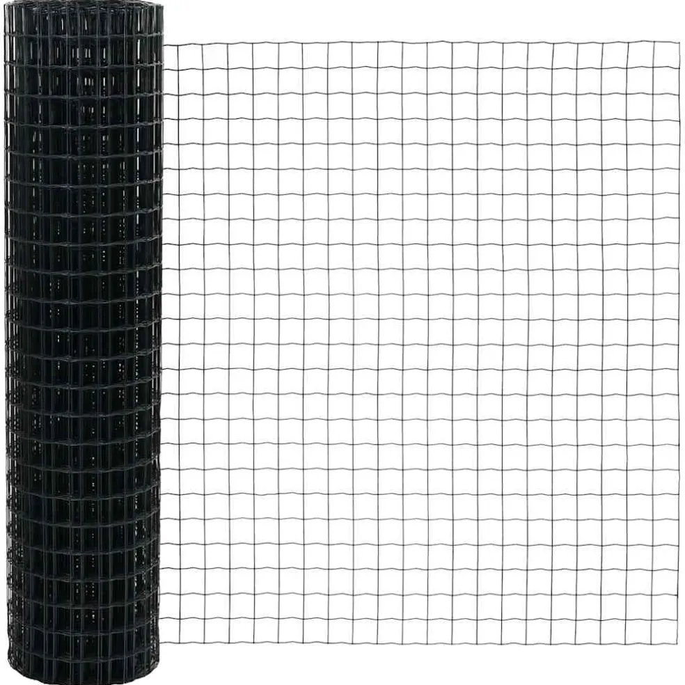 vidaXL Euro-hek met palen 10 x 1 m PVC-Coated Staal Grijs Mesh