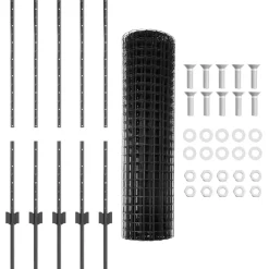 vidaXL Euro-hek met palen 10 x 1 m PVC-Coated Staal Grijs Mesh