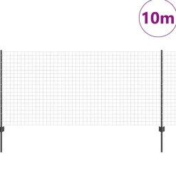 vidaXL Euro-hek met palen 10 x 1 m PVC-Coated Staal Grijs Mesh