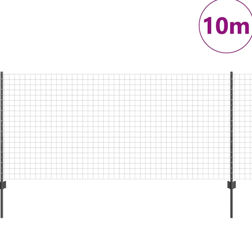 vidaXL Euro-hek met palen 10 x 1 m PVC-Coated Staal Grijs Mesh