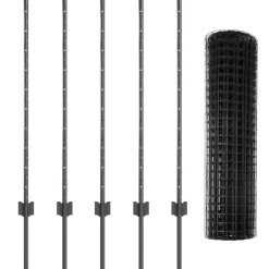 vidaXL Euro-hek met palen 10 x 1 m PVC-Coated Staal Grijs Mesh