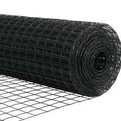 vidaXL Euro-hek met palen 10 x 1 m PVC-Coated Staal Grijs Mesh