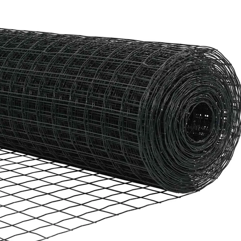 vidaXL Euro-hek met palen 10 x 1 m PVC-Coated Staal Grijs Mesh
