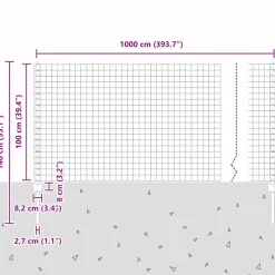 vidaXL Euro-hek met palen 10 x 1 m PVC-Coated Staal Grijs Mesh