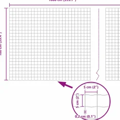 vidaXL Euro-hek met palen 10 x 1 m PVC-Coated Staal Grijs Mesh