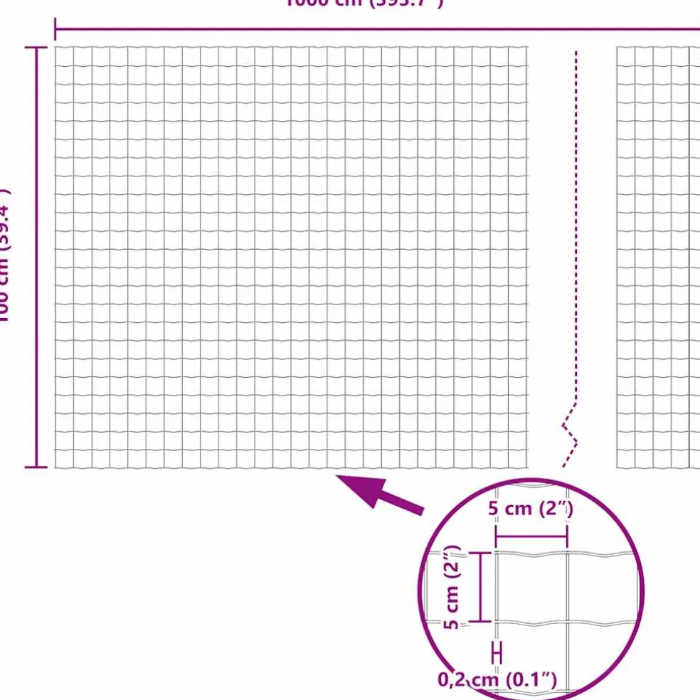vidaXL Euro-hek met palen 10 x 1 m PVC-Coated Staal Grijs Mesh