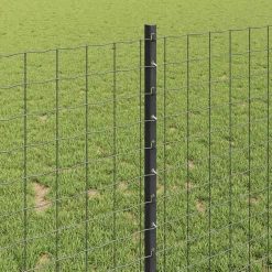 vidaXL Euro-hek met palen 10 x 1 m PVC-Coated Staal Grijs Mesh