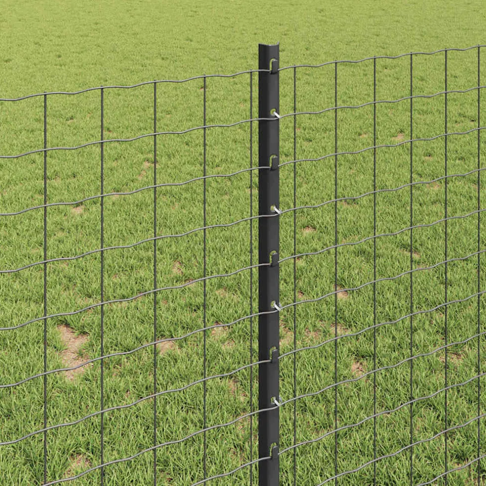 vidaXL Euro-hek met palen 10 x 1 m PVC-Coated Staal Grijs Mesh