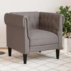 vidaXL Fauteuil Chesterfield-stijl stof taupe