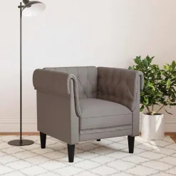 vidaXL Fauteuil Chesterfield-stijl stof taupe
