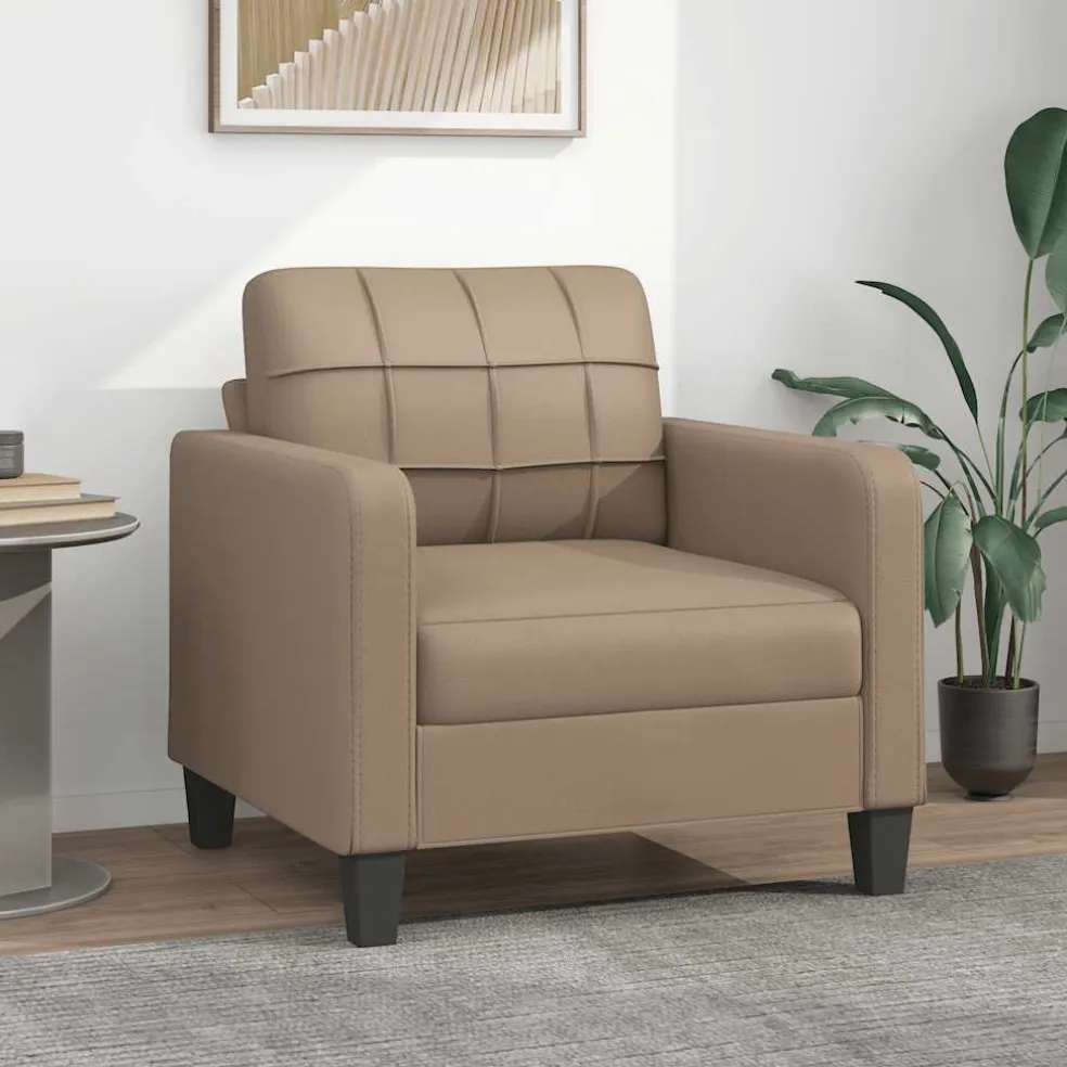 vidaXL Fauteuil 60 cm kunstleer cappuccinokleurig
