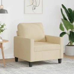 vidaXL Fauteuil 60 cm stof crèmekleurig