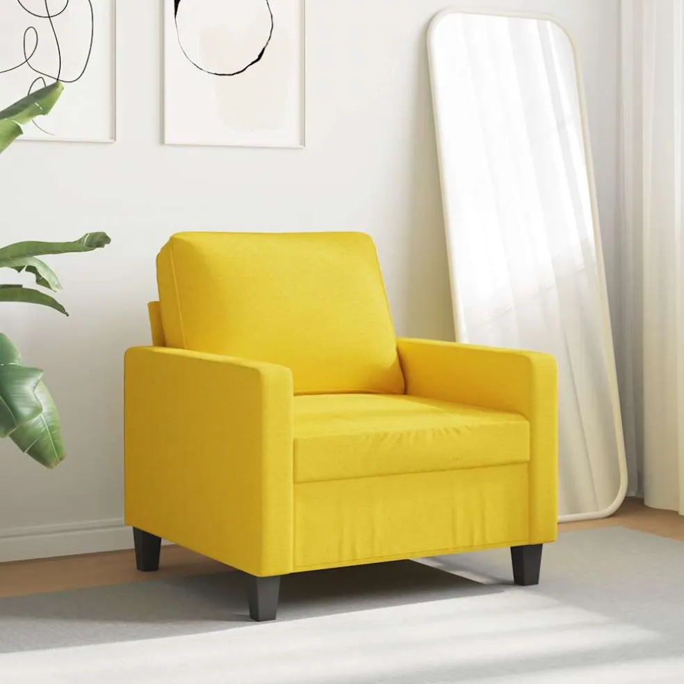 vidaXL Fauteuil 60 cm stof lichtgeel