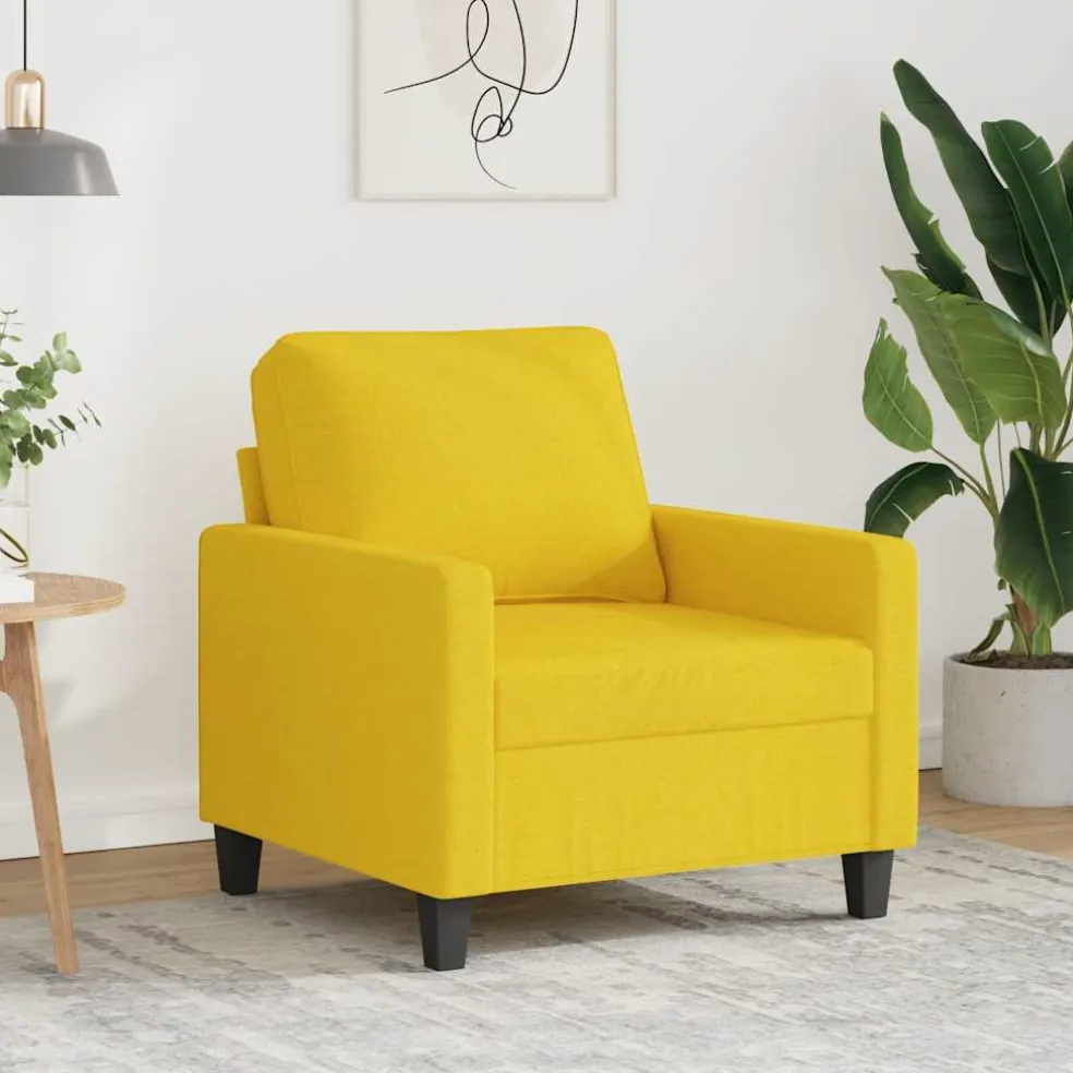 vidaXL Fauteuil 60 cm stof lichtgeel
