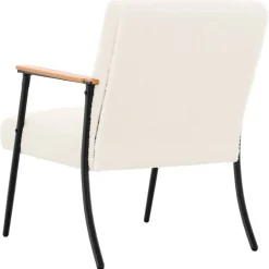 vidaXL Fauteuil Crème Krullend Wol-achtig Stof