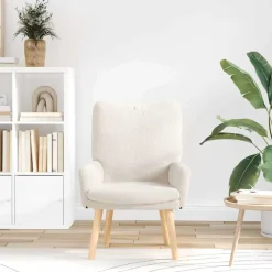 vidaXL Fauteuil Crème 63 x 67 x 94 cm Schapenstof en Triplex