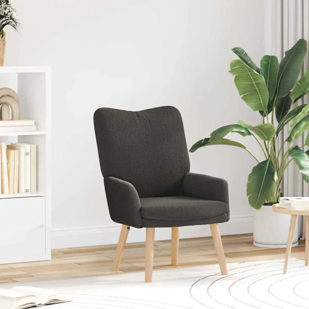 vidaXL Fauteuil Donkergrijs 63 x 67 x 94 cm Schapenstof en Triplex