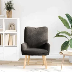 vidaXL Fauteuil Donkergrijs 63 x 67 x 94 cm Schapenstof en Triplex