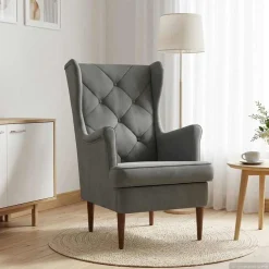 vidaXL Fauteuil Donkergrijs Fluweel