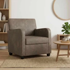 vidaXL Fauteuil Donkergrijs Nep Suede Leer