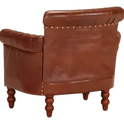 vidaXL Fauteuil echt geitenleer bruin