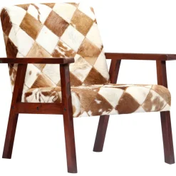 vidaXL Fauteuil echt geitenleer wit en bruin