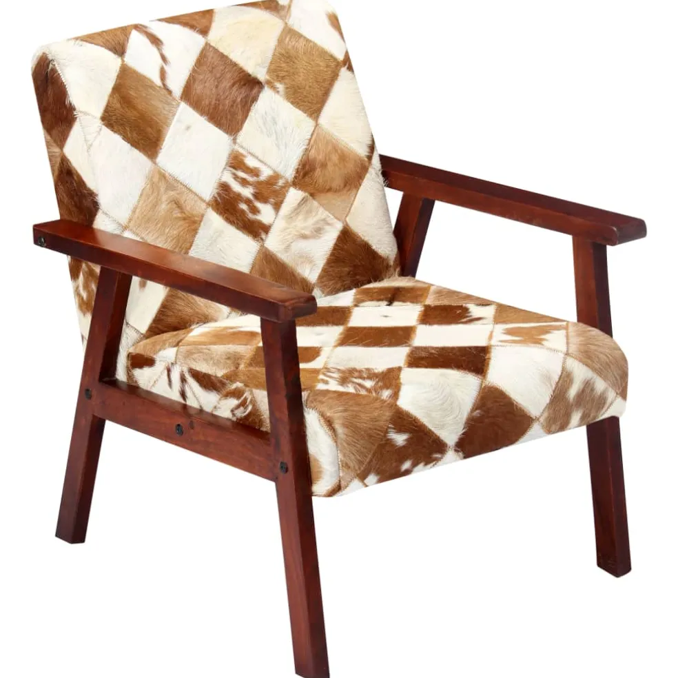 vidaXL Fauteuil echt geitenleer wit en bruin