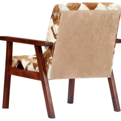 vidaXL Fauteuil echt geitenleer wit en bruin
