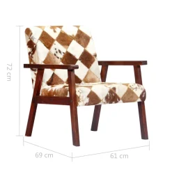 vidaXL Fauteuil echt geitenleer wit en bruin