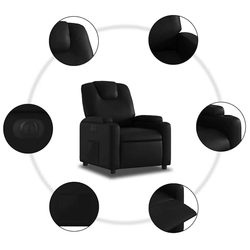 vidaXL Fauteuil elektrisch verstelbaar kunstleer zwart