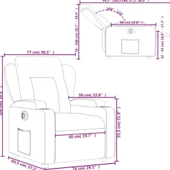 vidaXL Fauteuil elektrisch verstelbaar stof lichtgrijs
