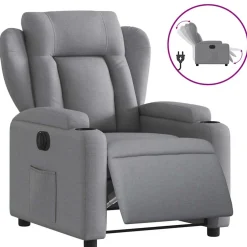 vidaXL Fauteuil elektrisch verstelbaar stof lichtgrijs
