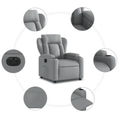vidaXL Fauteuil elektrisch verstelbaar stof lichtgrijs