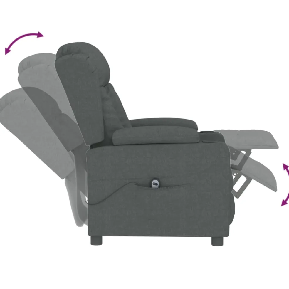 vidaXL Fauteuil elektrisch verstelbaar stof donkergrijs
